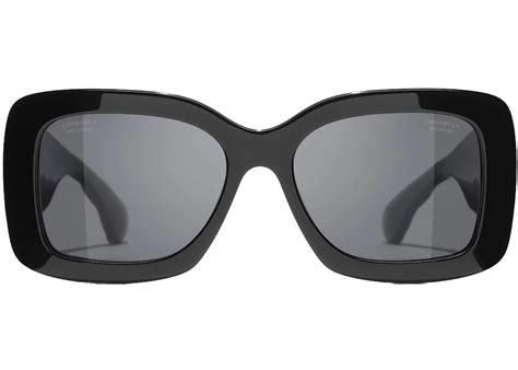 chanel 5435 c622/s6 rectangle sunglasses black 53mm|Chanel sunglasses gradient lens.